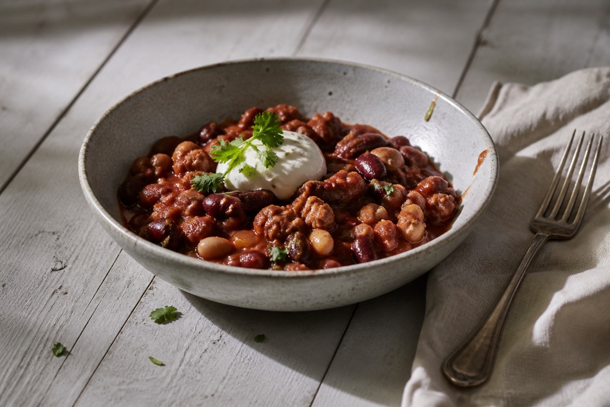 Chipotle turkey & three-bean chilli