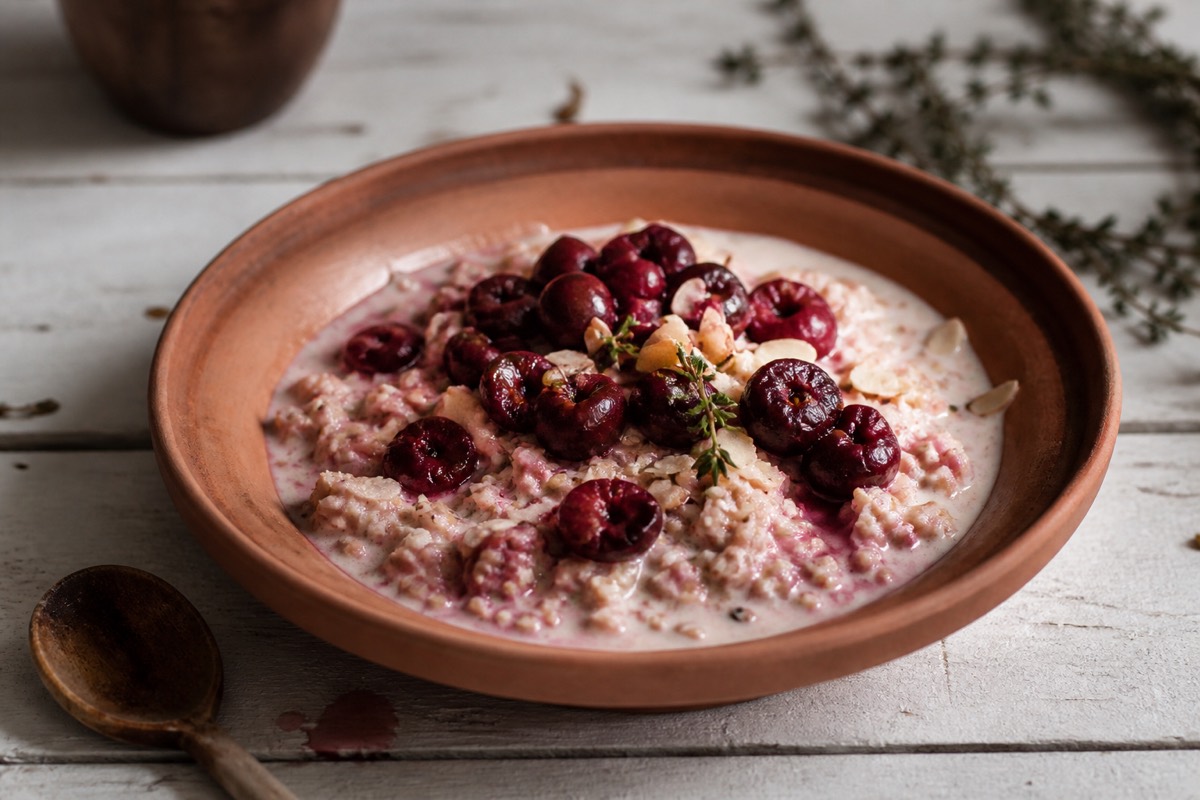Sour cherry & almond overnight pots