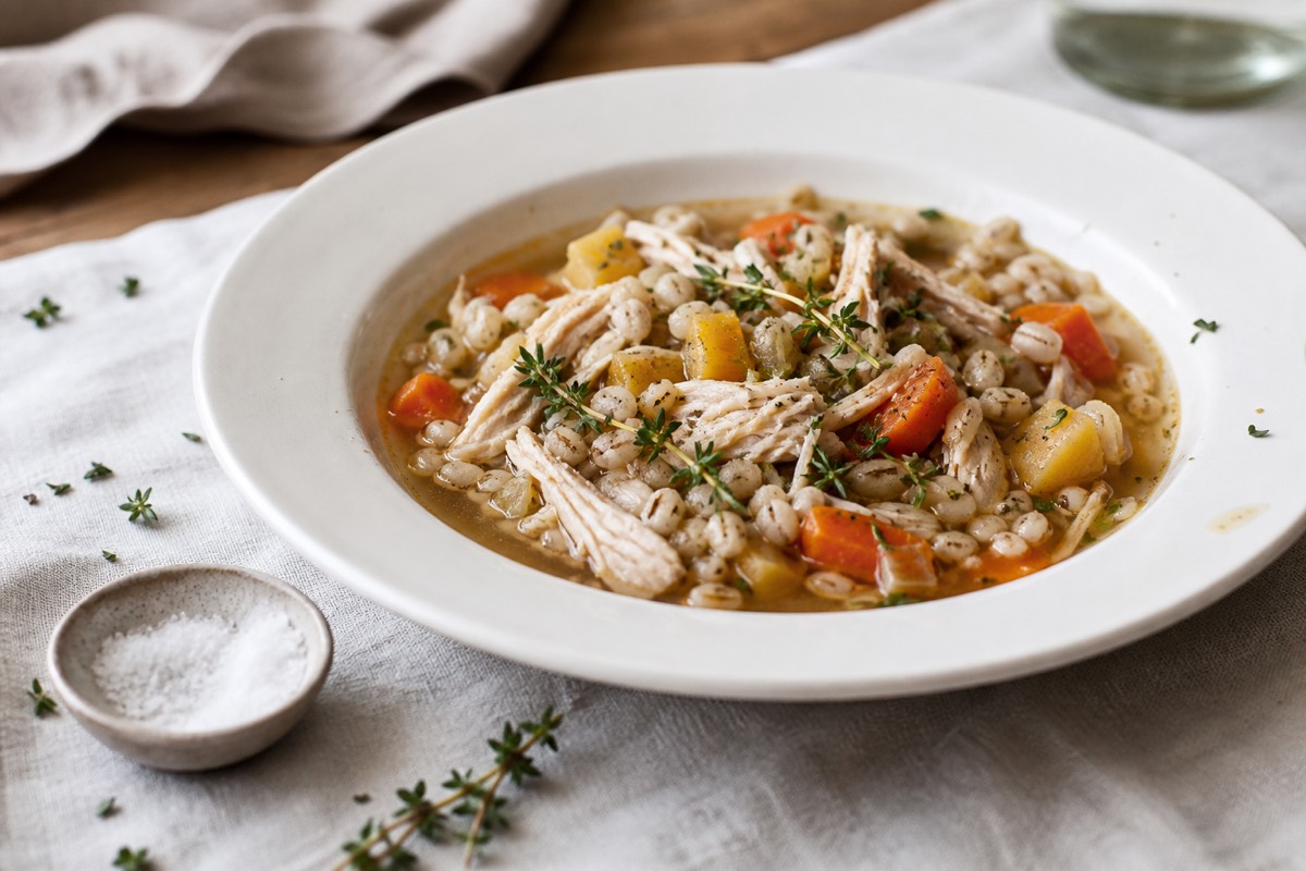 Chicken & pearl barley broth