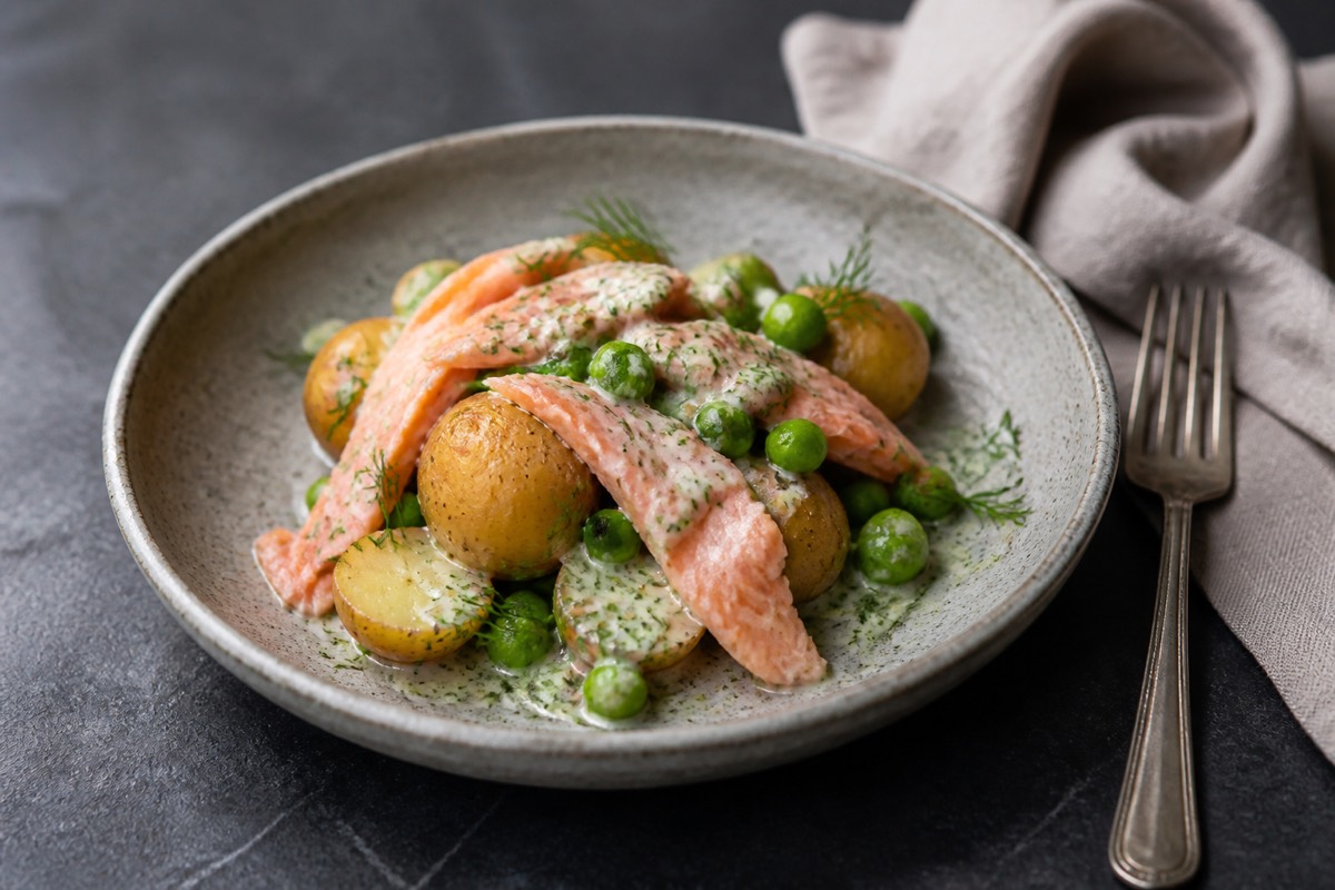 Smoked trout, new potato & dill salad