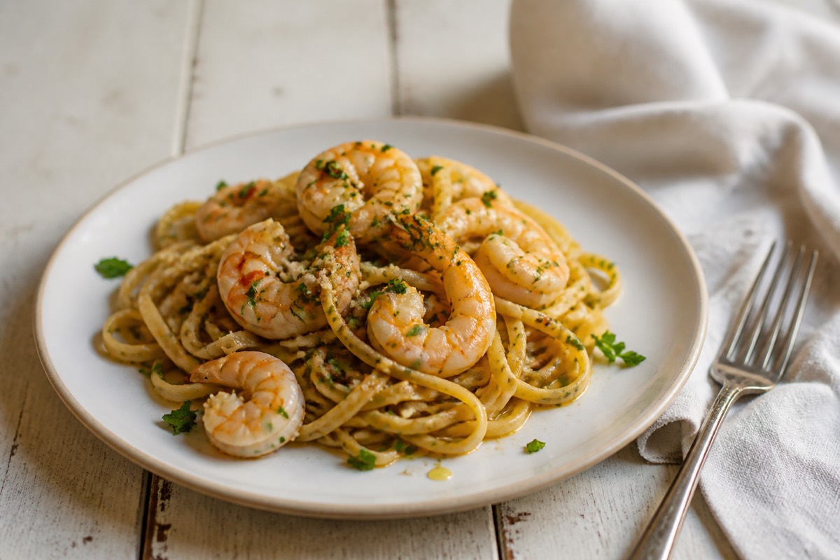 Garlic & chilli prawn wholewheat linguine