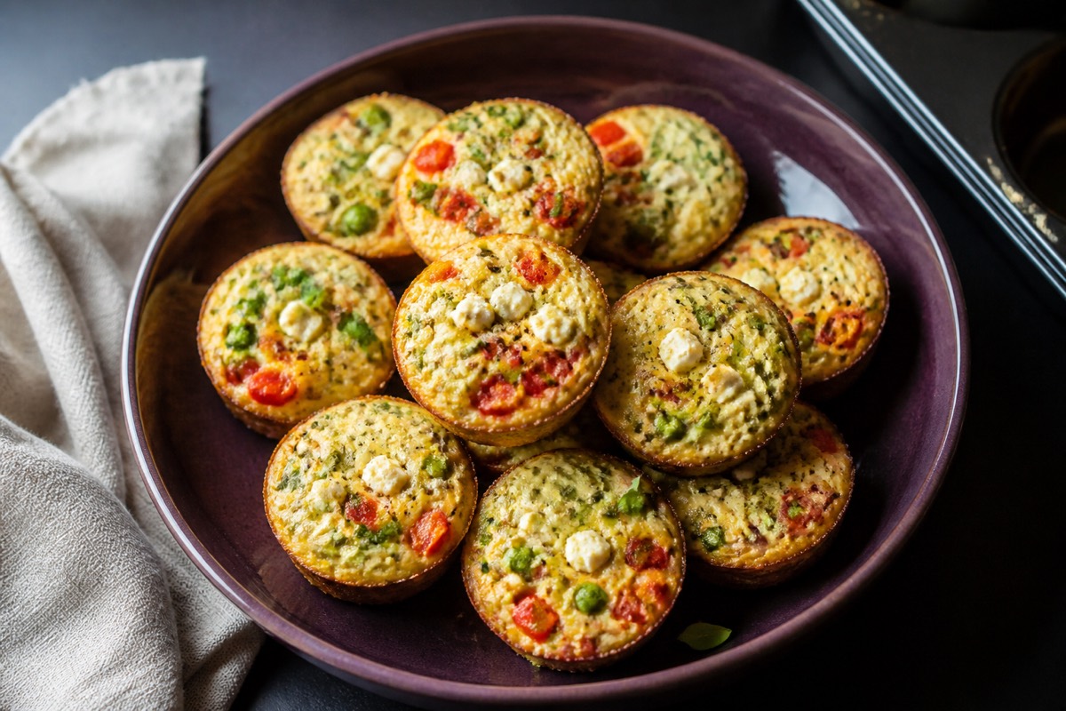 Freezer frittata muffins with pepper & feta