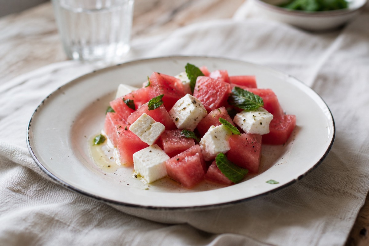 Watermelon, feta & mint with black pepper