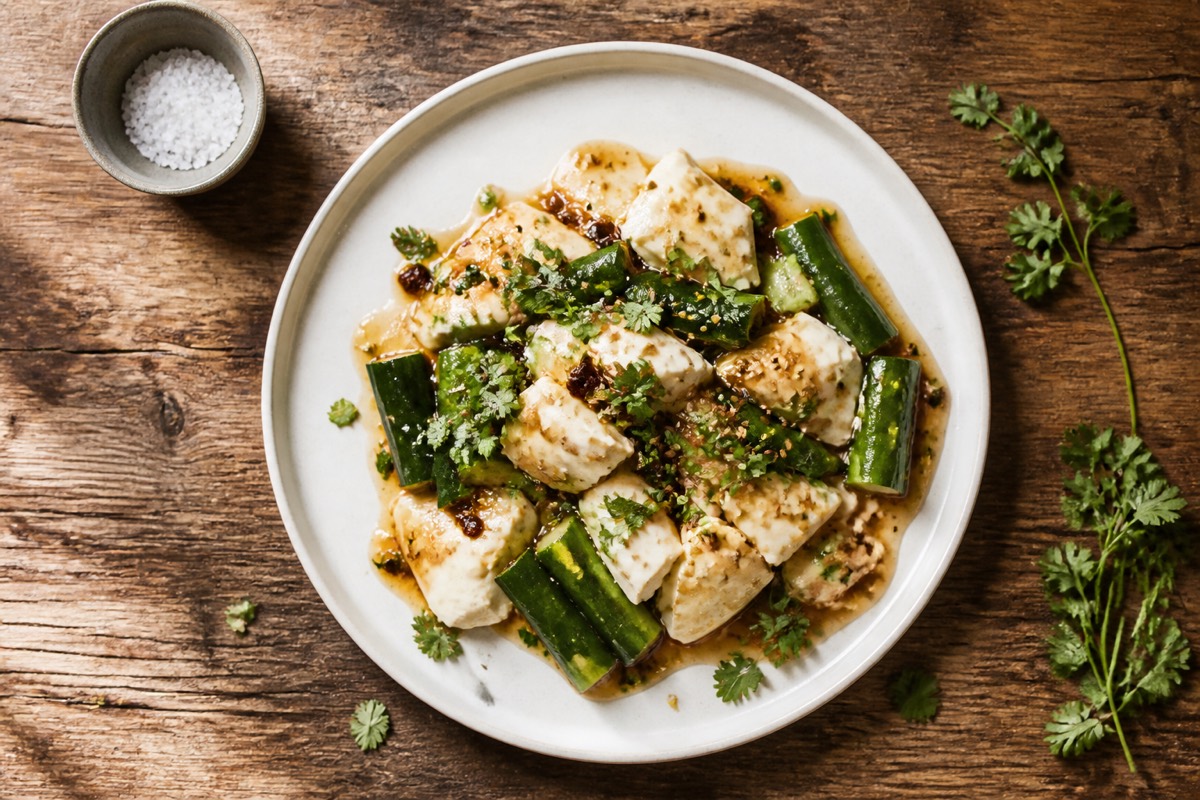 Smacked cucumber & silken tofu salad