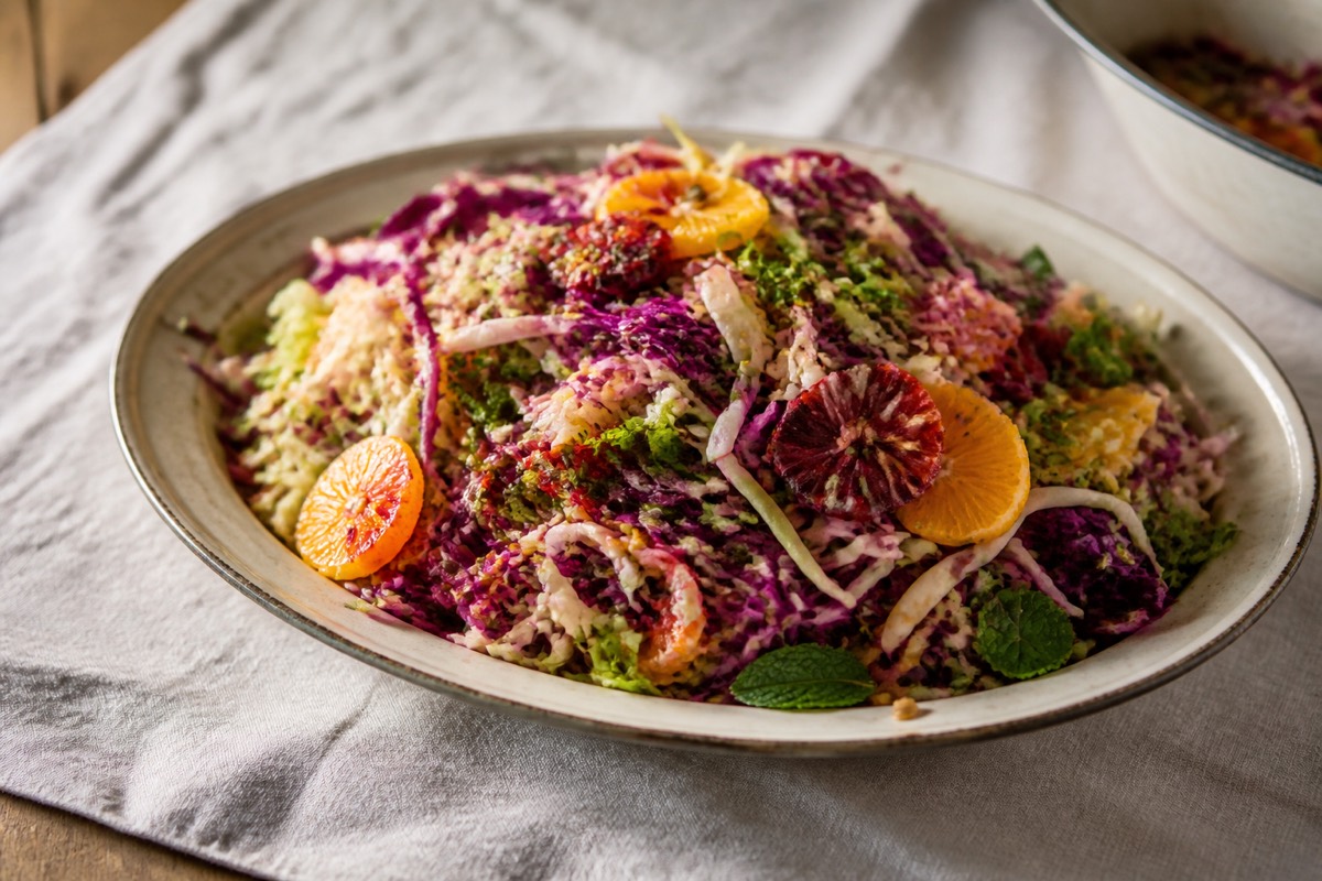 Celebration rainbow slaw with citrus dressing