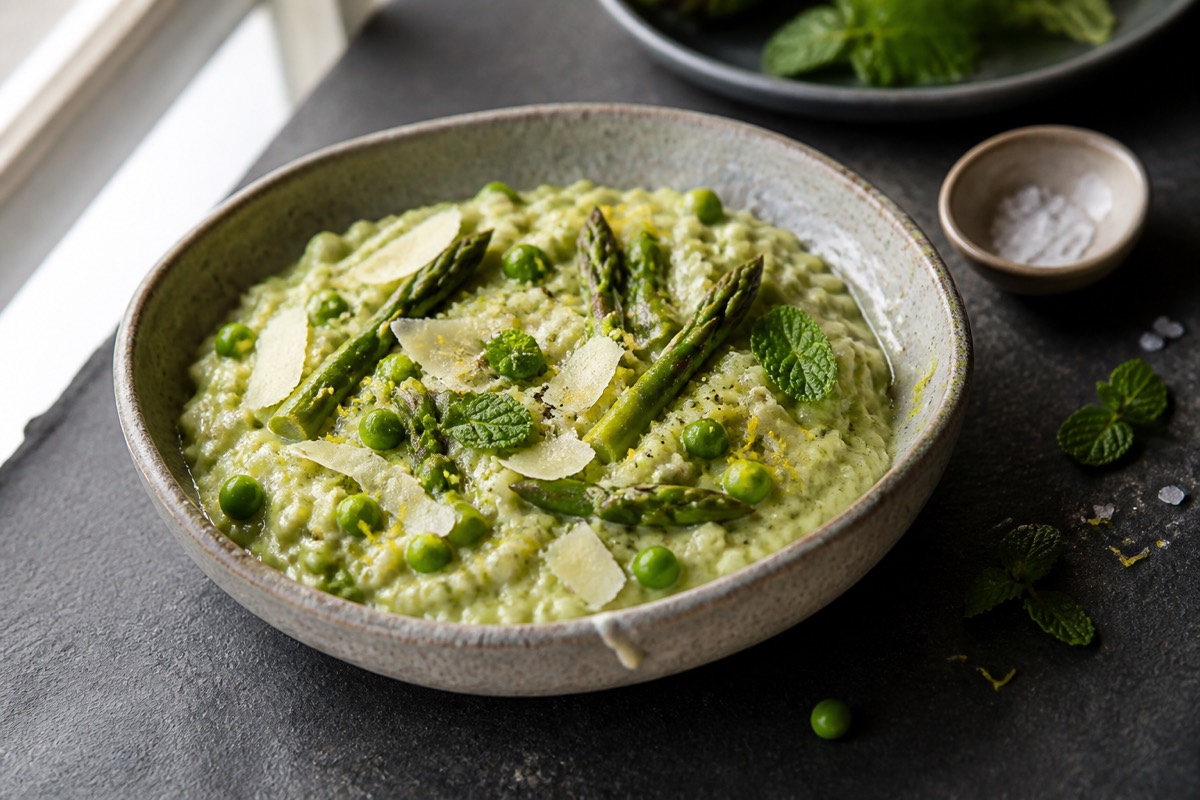 Asparagus, pea & lemon risotto