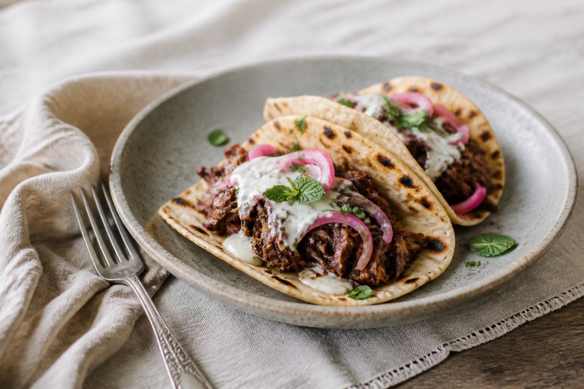 Easter leftover lamb flatbreads with mint yogurt