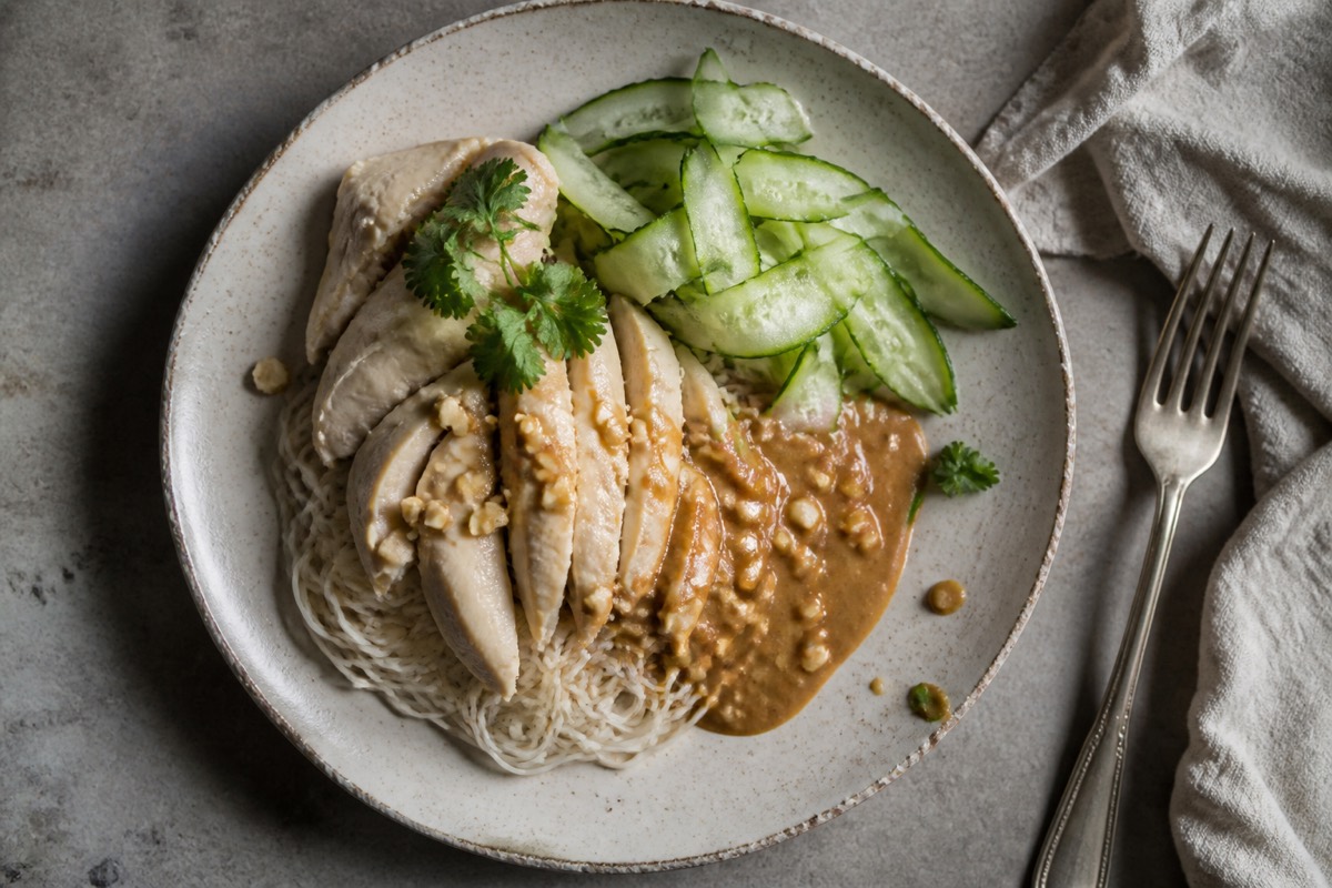Cold satay chicken noodle platter