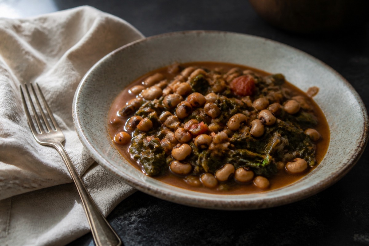 New year black-eyed bean & greens stew