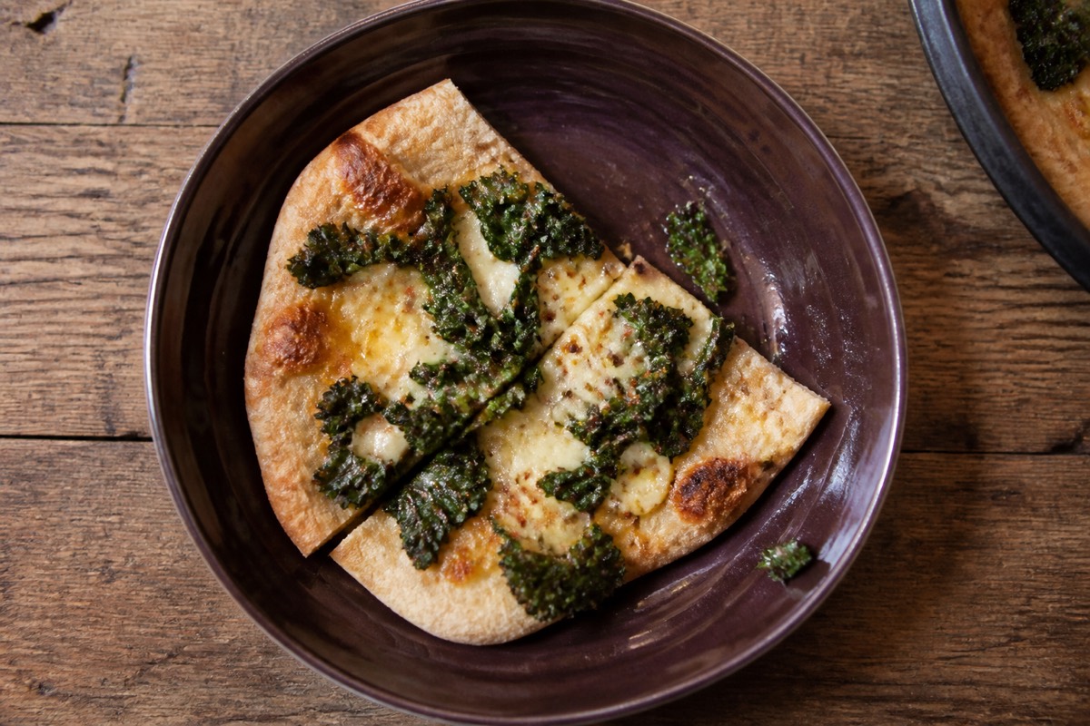 Winter white pizza with cavolo nero & chilli honey