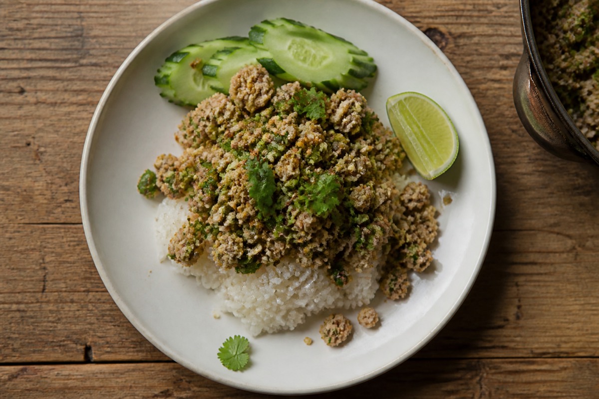 Turkey larb bowls with sticky rice