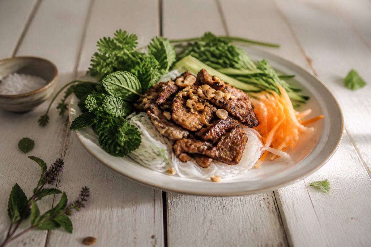 Lemongrass pork noodle bowls (bun-style)