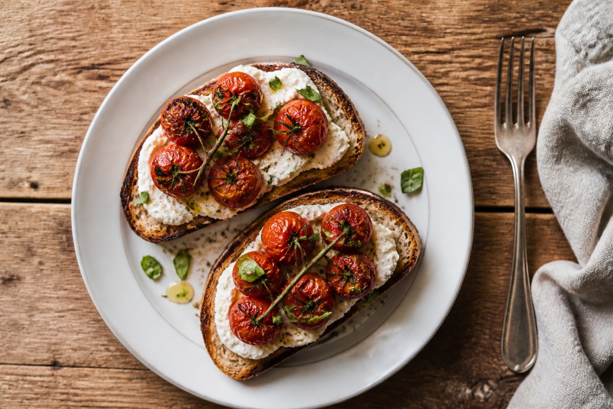 Roast tomato & whipped feta toasts