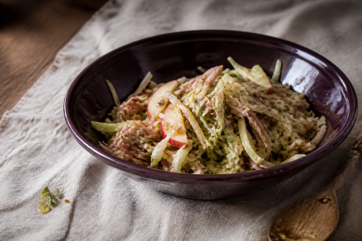 Winter slaw with ham hock & mustard dressing