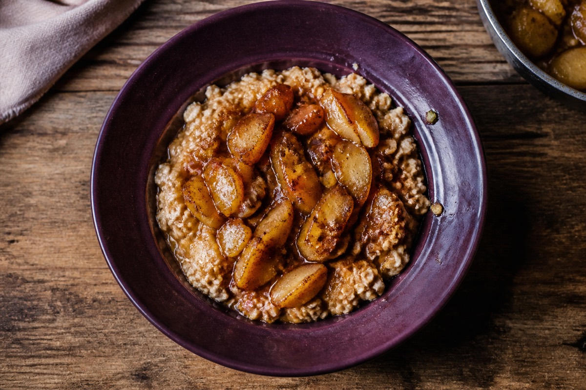 Bonfire night apple & cinnamon skillet oats